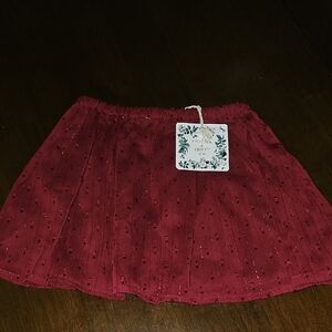 Red Eyelet Mini Skirt with Tag